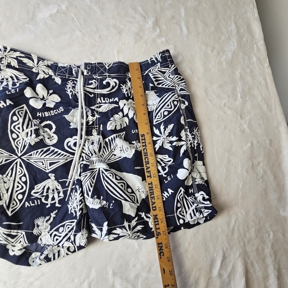 Polo Ralph Lauren Swimwear mens Large Hawaiian Print Aloha Navy White Preppy - Picture 5 of 10